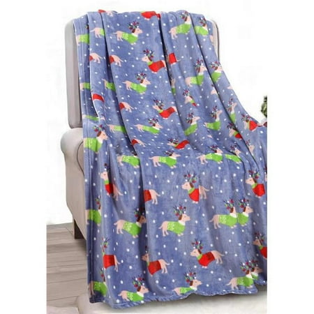 UPC: 0653466014113 | Cozy Home 653466014113 50 x 60 in. Dogs In Sweater Holiday Throw Blanket  Multi Color