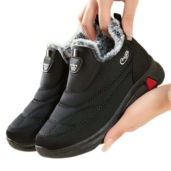 Women's Couple Style Thick Warm and Cold Proof Thick Soled High Top Snow Boots (Women's Style) Black 36