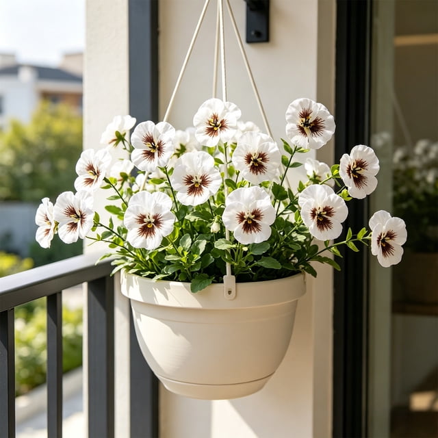 Artificial Pansy Flowers Fake Silk Bouquet for Wedding Home Decor, Lifelike Floral Arrangement in 3 Colors, UV Resistant Faux Plant, 14.6 Inch