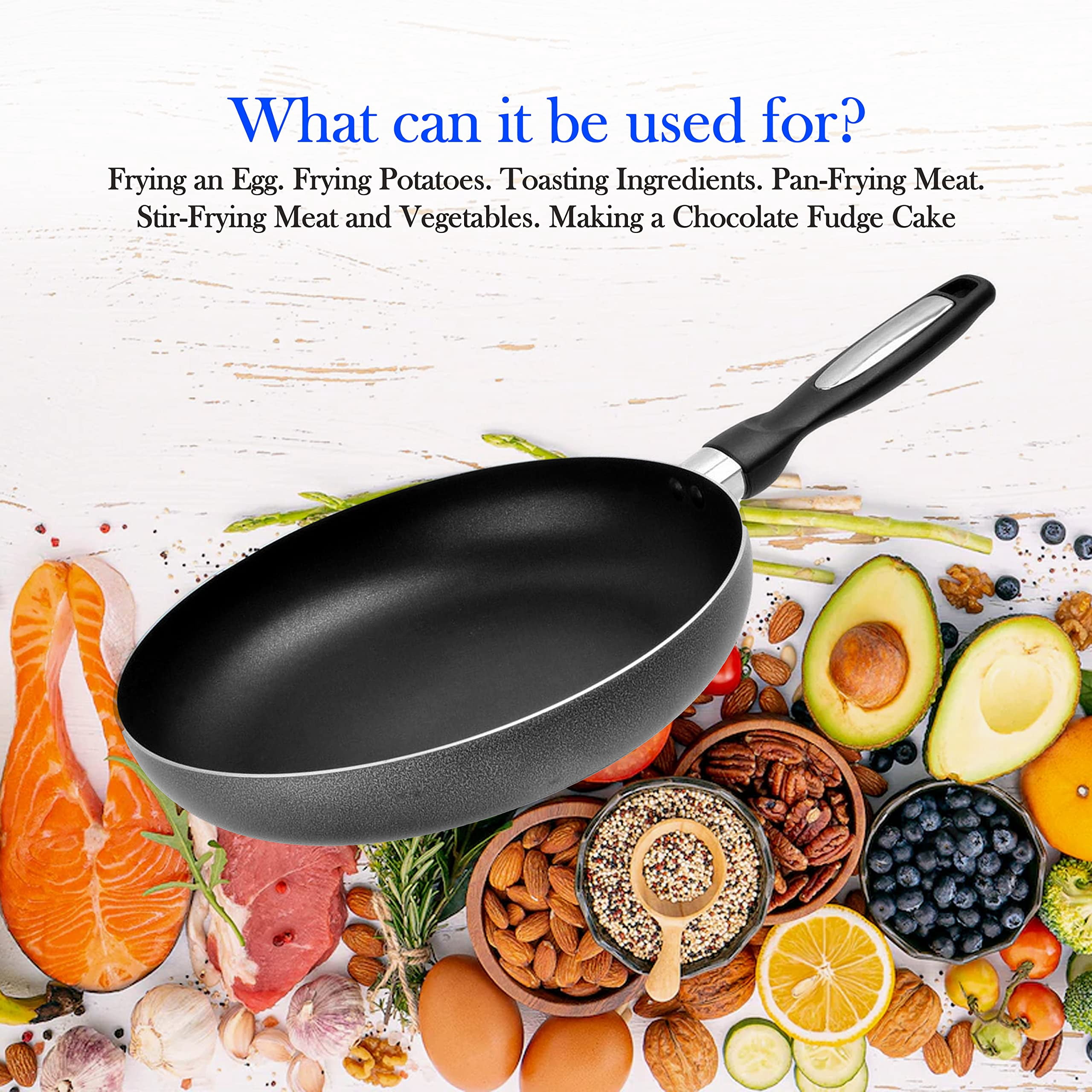 Alpine Cuisine 10 Inch Aluminum Kitchen Cookware Non Stick Frying Fry Pan, Gray