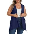 thumbnail image 2 of SEAOPEN Women's Sleeveless Open Front Cardigan Vest Lightweight Cool Coat Navy,XL, 2 of 7