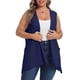 thumbnail image 2 of Blusas para mujer,Chaleco tipo cárdigan de talla grande, blusa sin mangas con bolsillos, poliéster, ropa informal para mujer, sopatenor, 2 of 9