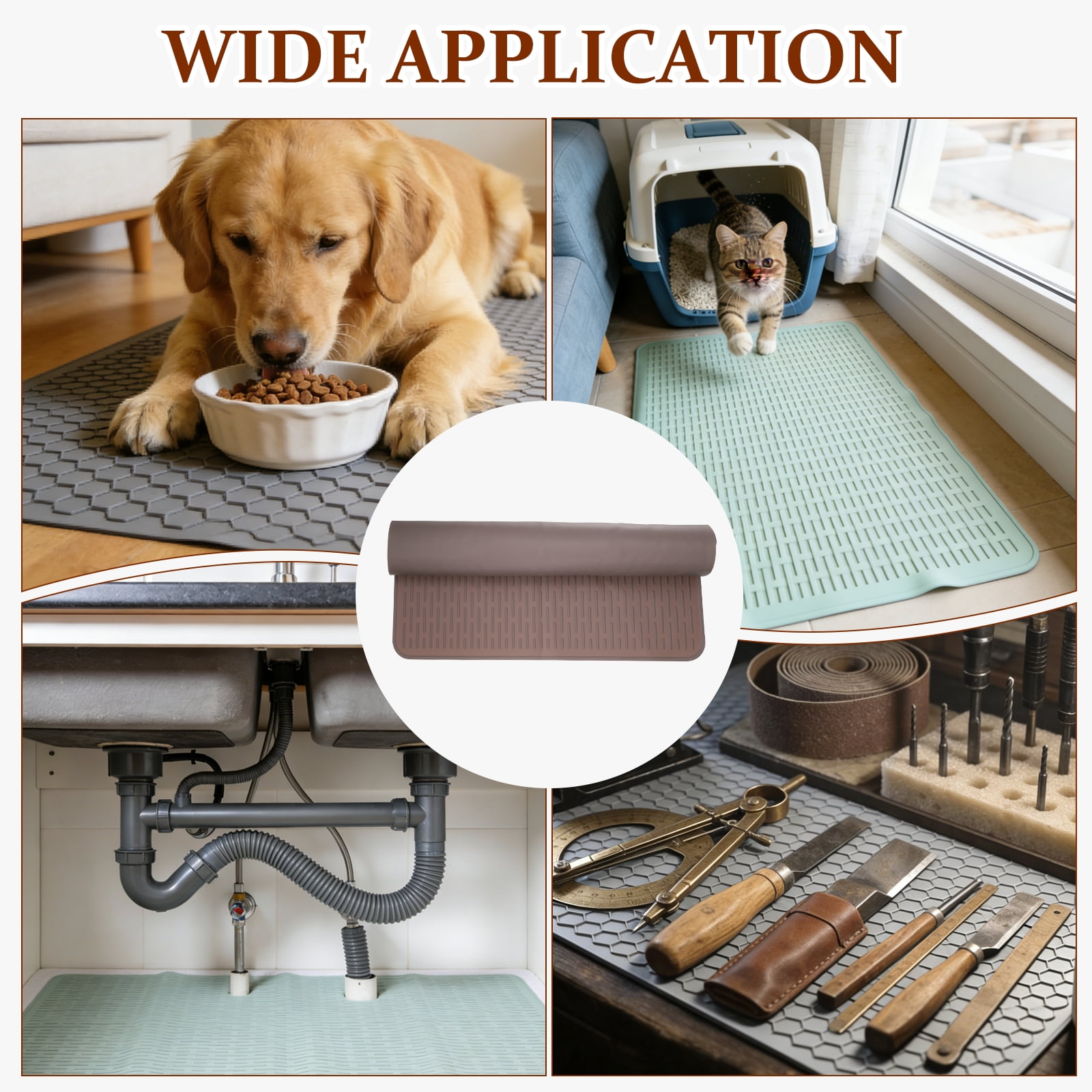 Uxcell 30 x 21 Inch Stove Top Cover for Electric Stove, 1Pcs Silicone Stripe Mat for Glass Top Cover Non-Slip Glass Cooktop Protector for Kitchen Oven Dish Drying Mat, Brown