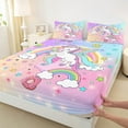 thumbnail image 3 of Feelyou Dreamy Unicorn Kids Bed Sheets, Cartoon Rainbow Cloud King Sheets, Glitter Stars Print Sheet Set, Microfiber Bedroom Decor, 4-Piece, 3 of 7