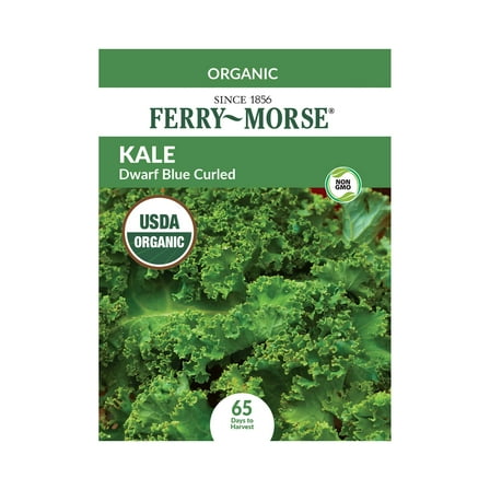 Ferry-Morse Organic 800MG Kale Dwarf Blue Curled Biennial Vegetable Seeds, Full Sun