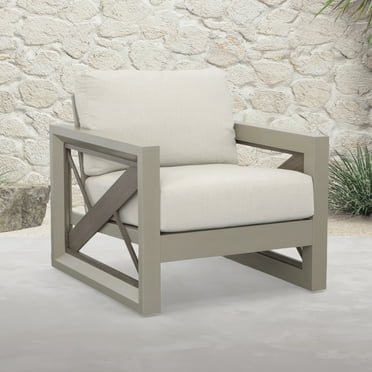 Outdoor Patio Beveled Panels Arm Chair - Modern Geometric Pattern, Rust Resistant Front Porch Outdoor Patio Furniture Chairs Set