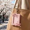 thumbnail image 6 of Lenkho Kawaii Bow Photocard Holders 3 Inch Cute Fabric Card Protector ID Badge Holders With Keychain Backpack Glamour For Students, 6 of 6