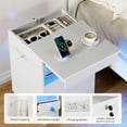 thumbnail image 5 of Nightstand with Hidden Compartment & USB/Type-C Charging Station - Locking Night Stand with Gun Drawer, LED Lights, Modern Bedside Table for Bedroom or Office, Secure Hidden Storage, White, 5 of 16