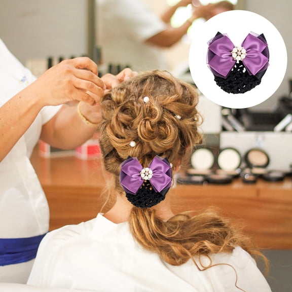 KONTONTY Assorted Color Mesh Hairnet Bowknot Hair Bun Cover for Graduations and Events