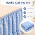 thumbnail image 6 of Teacher Desk Skirts，6 ft x 30 Inch Ruffled Table Skirt Decor Supplies for Classroom Teacher Office Desk Decor, Farmhouse Home Kitchen Party Blue, 6 of 9