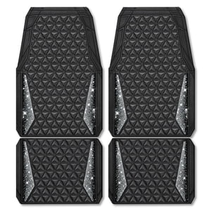 CAR GRAND Bling Diamond Rubber Floor Mats, 4-Piece Set