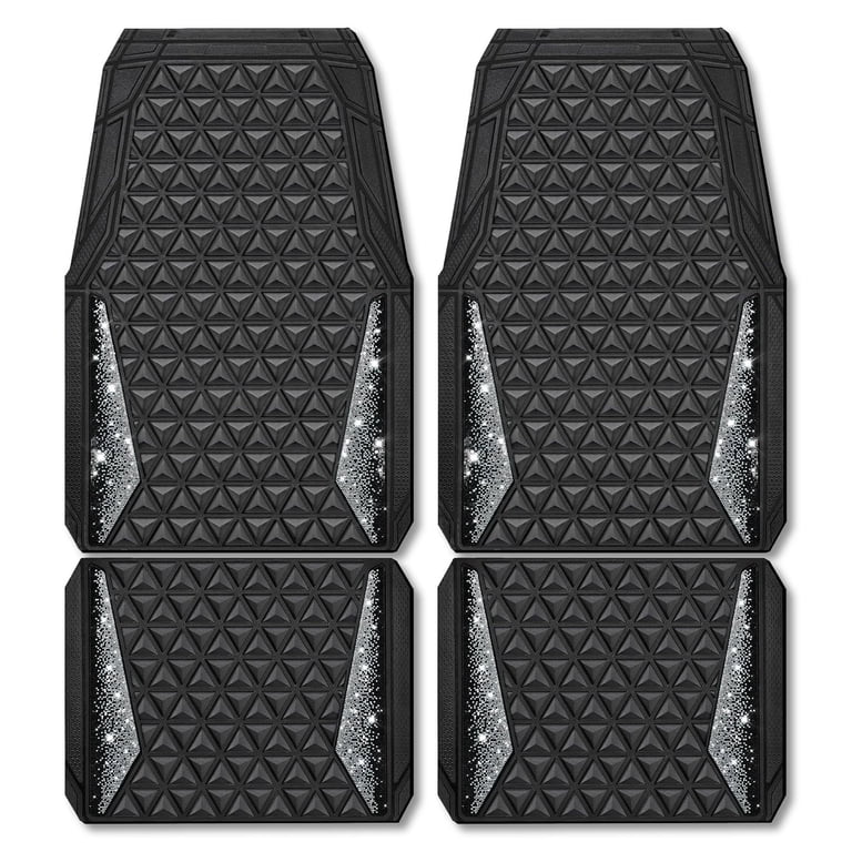 CAR GRAND Bling Diamond Rubber Floor Mats, 4-Piece Set photo 1