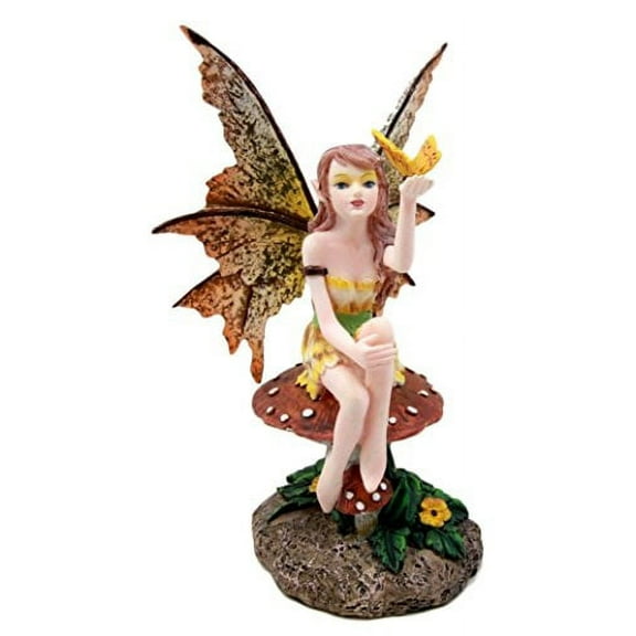 Atlantic Collectibles Amy Brown Tropical Sunny Yellow Butterfly Fairy Decorative Figurine 6.25"H