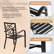 SOLAURA Patio Dining Chairs Outdoor Stackable Wrought Iron Chairs Set of 2 - Black