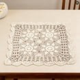 thumbnail image 4 of 15.75 Inch Vintage Beige Cotton Handmade Crochet Doilies, Square Lace Table Doilies & Placemats for Home, Kitchen, Coffee Table, Wedding & Party Decor, 4 of 7