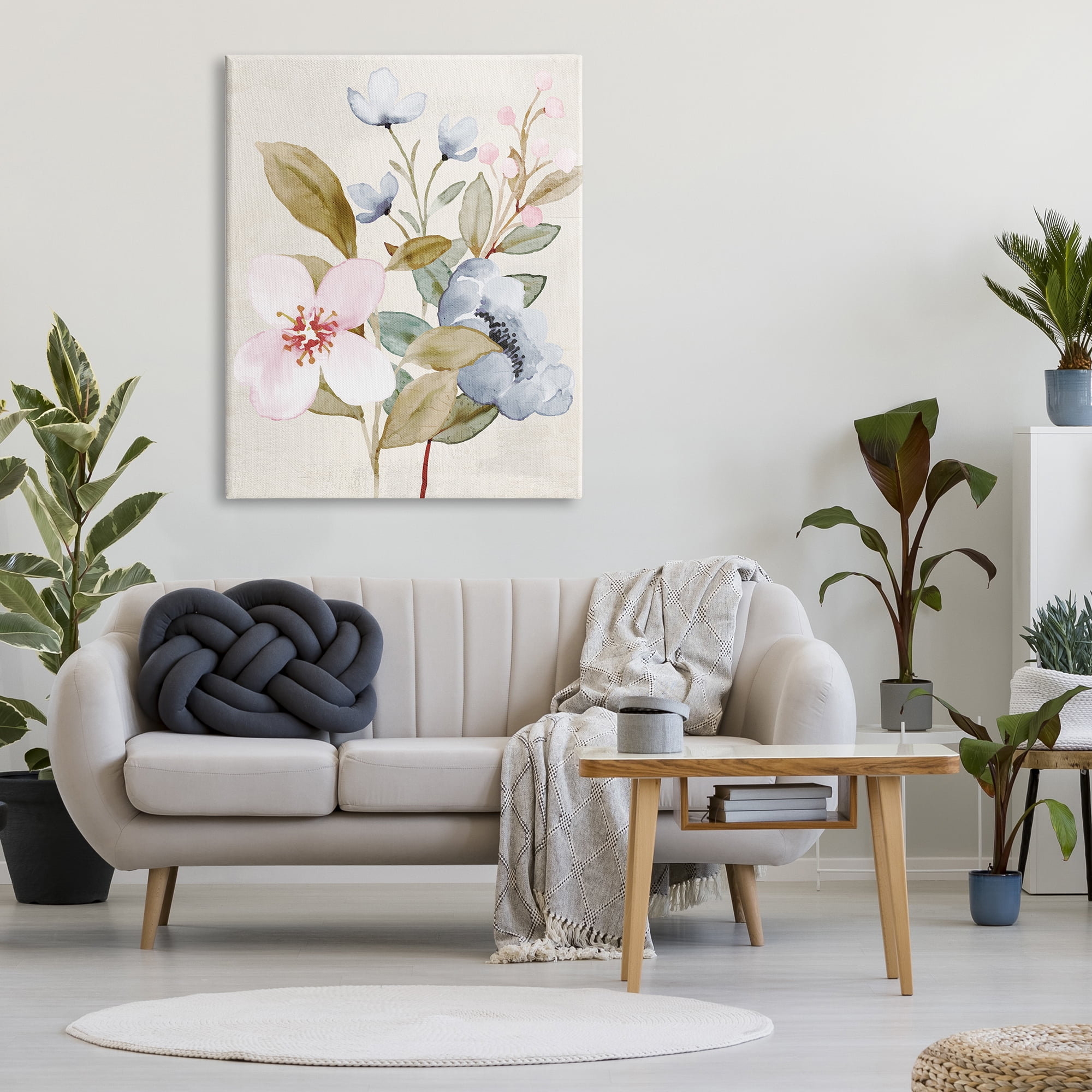 Stupell Industries Soft Pastel Flowers Botanical & Floral Painting Gallery Wrapped Canvas Art Print Wall Art, 36 x 48