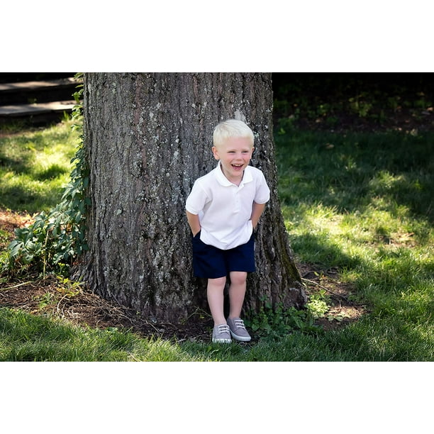 French Toast boys Short Sleeve Pique Standard Husky Polo Shirt White 14 16 Husky