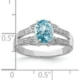 thumbnail image 4 of Sterling Silver Rhodium Light Swiss Blue Topaz & Diamond Ring (Size 7) Made In Thailand qdx534-7, 4 of 5