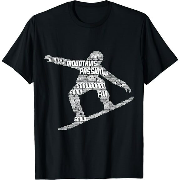 Snowboard Snowboarder Snowboarding Boys Men Kids T-ShirtMen's and women's gift, black and white T-shirt, size: Extra large S-4XL