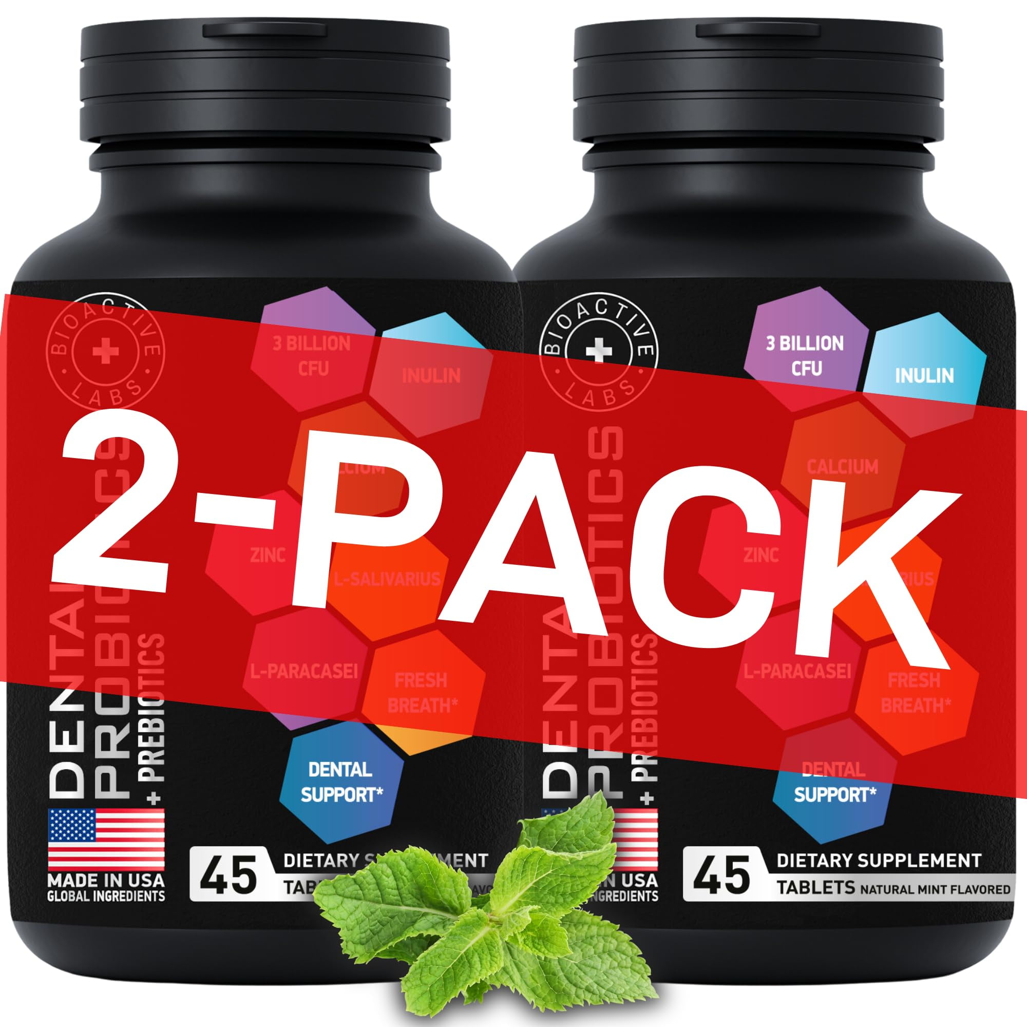 BIOACTIVE LABS Dental Probiotics For Bad Breath & Oral Health - Best Lactobacillus Salivarius Probiotic Tablets Fight Chronic Bad Breath and Restore Good Bacteria - Oral Probiotics For