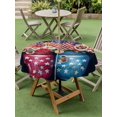 thumbnail image 5 of Outdoor Tablecloth with Umbrella Hole Zipper 4th of July Round Tablecloth 60" Waterproof Outside Table Cloth American Flag Independence Day Floral Black Patio Table Cover Tablecloths for Picnic Party, 5 of 8