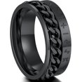thumbnail image 1 of ORUYROP Can Engrave Viking Rune Spinner Rings for Men/Women, Size #7-#14 Chain Link Fidget Ring, Stainless Steel/Gold Plated/Black-Send Gift Box, 1 of 7