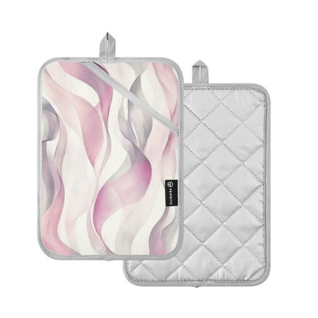 

2-Pack Pot Holders Heat Resistant Kitchen Oven Mitts 7x9.8in for Oven Microwave & BBQ Watercolor Abstract Wavy Lines