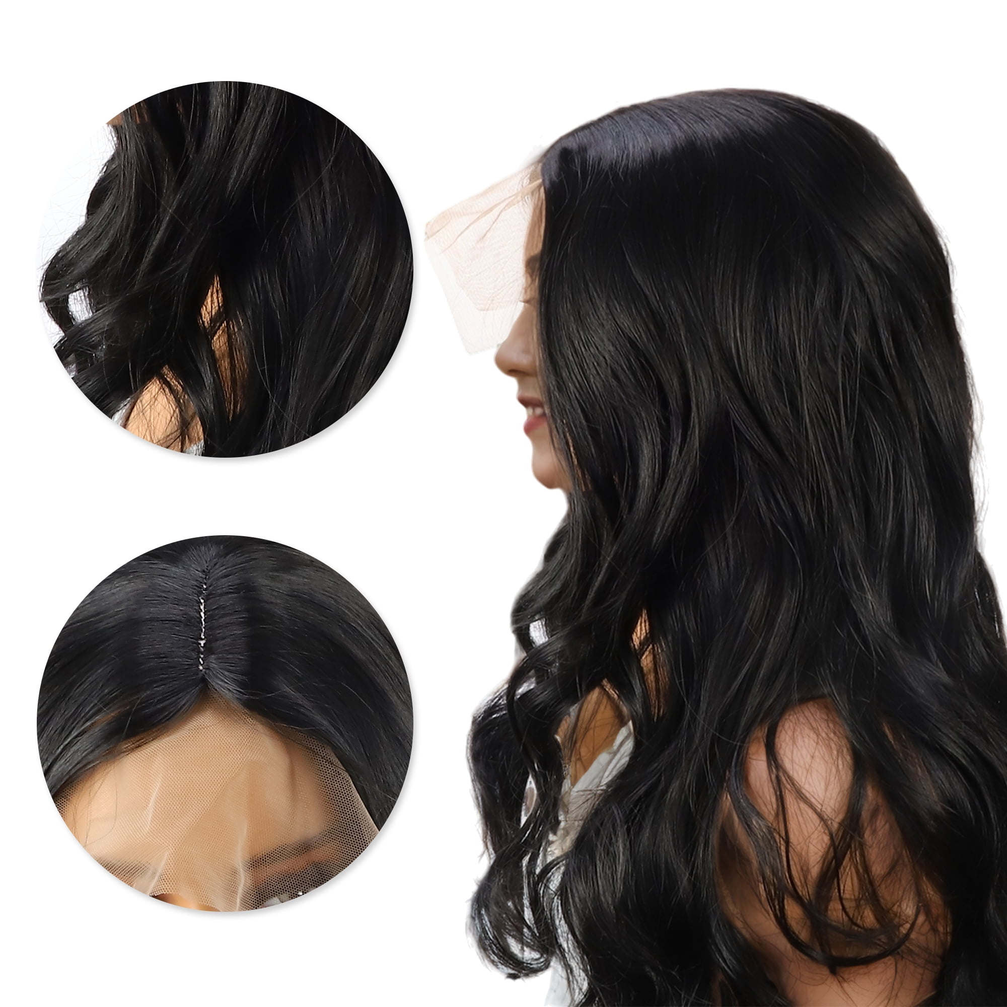 Unique Bargains 1 Pc Big Curly Long Hair Hair Wig High Temperature Fiber 32in Human Wig Black for Women