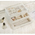 thumbnail image 3 of Acrylic Clear Jewelry Organizer Box 3 Drawers, Velvet Jewelry Storage, Earring Rings Necklaces Bracelets Storage Display Case Gift for Women, Girls, 3 of 9