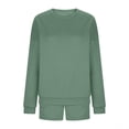 thumbnail image 6 of Efsteb Women 2 Piece Outfits Long Sleeve Sweatshirt Shorts Sets Oversized Casual Lounge Matching Set Sweatsuit Tracksuit Fall Clothes (Mint Green,XL), 6 of 6
