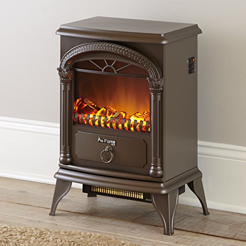 Hamilton Free Standing Electric Fireplace Stove by eFlame USA Bronze