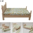 thumbnail image 1 of 1:12 decoración de , casa de para , dormitorio , cama individual, modelo de , conjunto de accesorios Hugo Cama en miniatura de casa de muñecas, 1 of 8