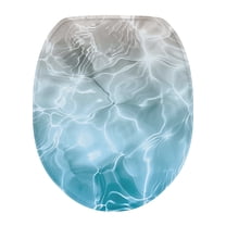 ZIATUBLE Ocean Wave Toilet Lid Seat Cover Easy to Install Toilet Lid Cover with Elastic Band Stretchable Toilet Lid Covers for Bathroom Decoraction Soft Flannel Toilet Lid Cover