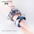 thumbnail image 5 of 3pc Couples Rings Wedding Ring Sets 26kt White Gold Plated Blue Square Cz Titanium band, 5 of 6