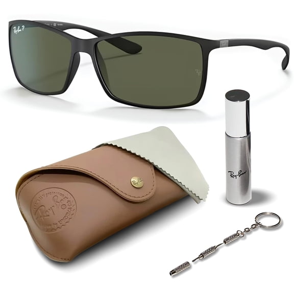 Ray-Ban RB4179 LITEFORCE POLARIZED Square Shaped Sunglasses for Men & Women - Includes Official Rayban Eyewear Kit - Ideal Formal & Casual Wear Sunglasses - G-15 Green Lens