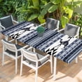 thumbnail image 2 of Navy Blue Boho Table Cloths for 8 Foot Rectangle Tables, Vintage Abstract Art Ethnic Tribe Patio Waterproof Elastic Fitted Tablecloths, Washable Rectangular Table Cover for Camping, 2 of 8