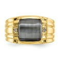 thumbnail image 5 of 10K Yellow Gold Ring Band Men's Diamond Round Onyx Cat's Eye Black, Size 7, 5 of 5