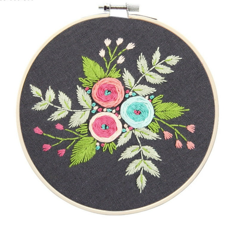 Outfmvch DIY Knitting Full Range of Embroidery Cross Stitch Stamped  Embroidery Cloth with Floral Kit