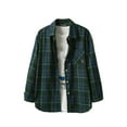 thumbnail image 2 of Craaazy Women's Casual Lapel Button Pocket Plaid Slim Fit Long Sleeved Shirt Top Warm Shirt with Pocket Gifts, 2 of 4