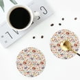 thumbnail image 4 of Picia BBQ Party1 Printed Leather Coasters for Drinks, 4" Drink Coasters Set of 4 for Tabletop Protection, Handmade Luxurious Home Décor and Housewarming Gift -Round Shape, 4 of 6