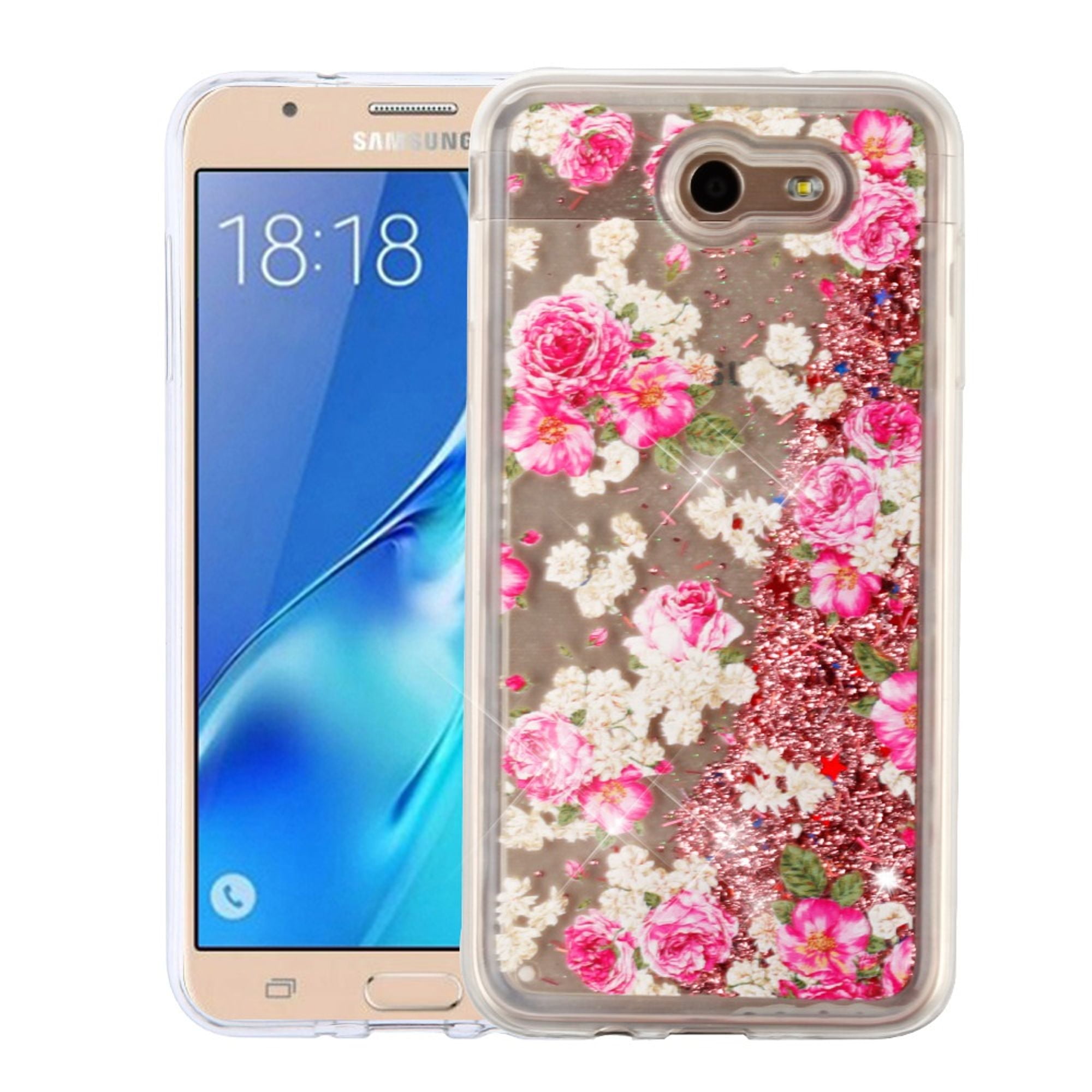 For Galaxy J7 Sky Pro phone case by Valor Quicksand Glitter Rose Case Cover For Samsung Galaxy