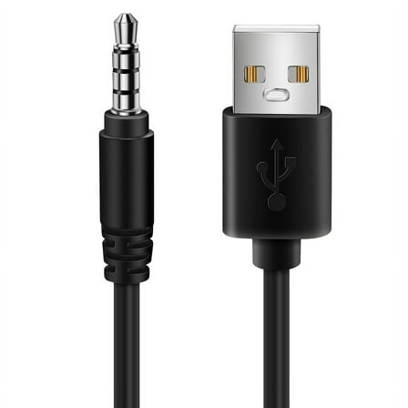 1 x 3.5mm AUX Audio Plug Jack to USB 2.0 male Converter Cable Cord-Black