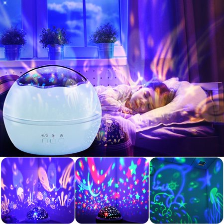 

Frm Night Light Romantic Rotating Star Projector Ball Star Light White