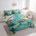 thumbnail image 2 of jejeloiu Pink Flamingo Lotus 7-Piece Twin Bedding Sets Kids,Tropical Bird Leaf Pattern Bedding Comforter Set For Girl,Reversible, 2 of 7