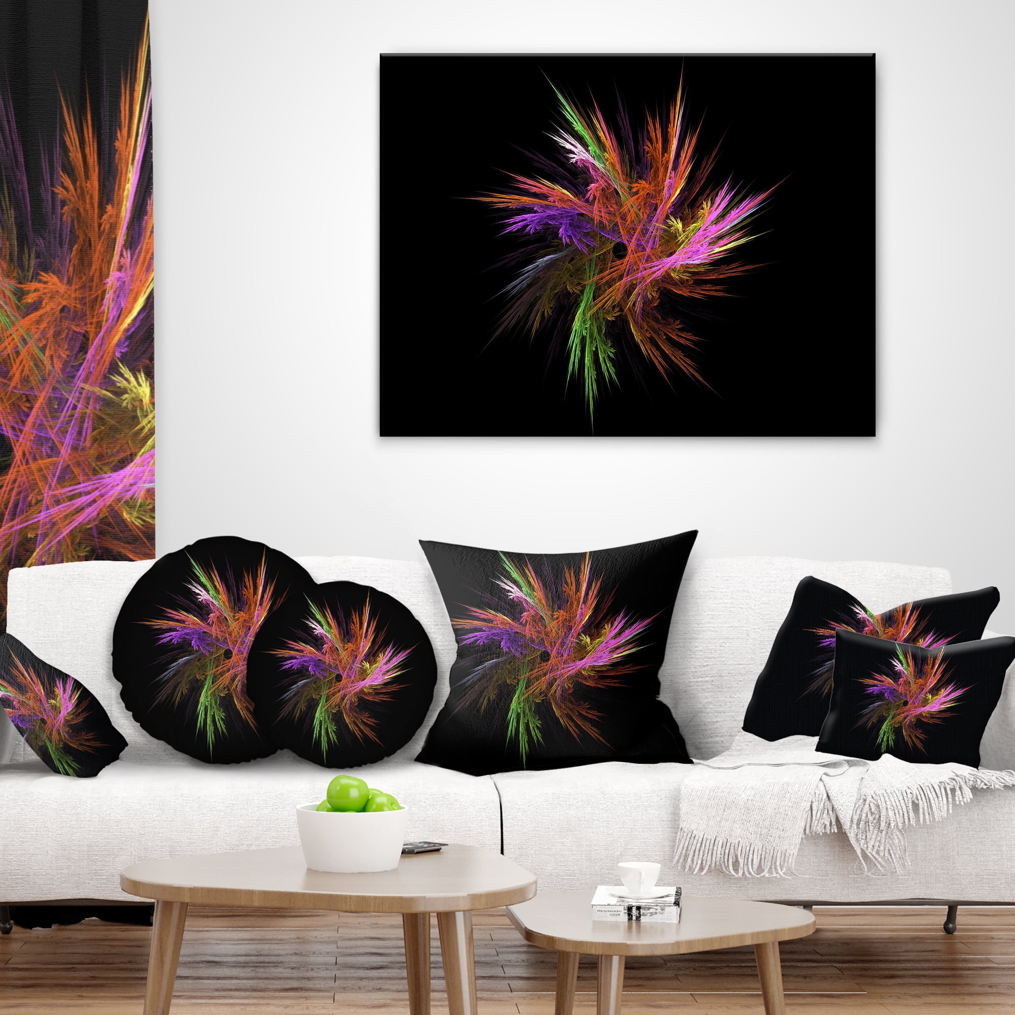 Designart 12" x 20" Black Polyester Throw Pillow