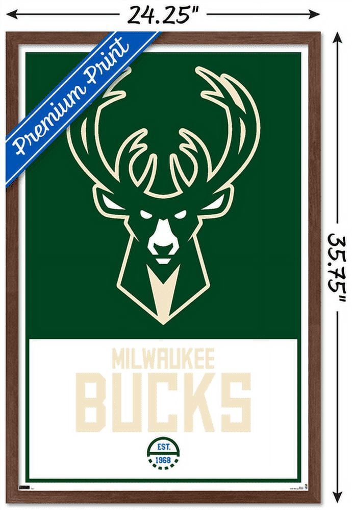 NBA Milwaukee Bucks - Logo 21 Wall Poster, 22.375" x 34", Framed