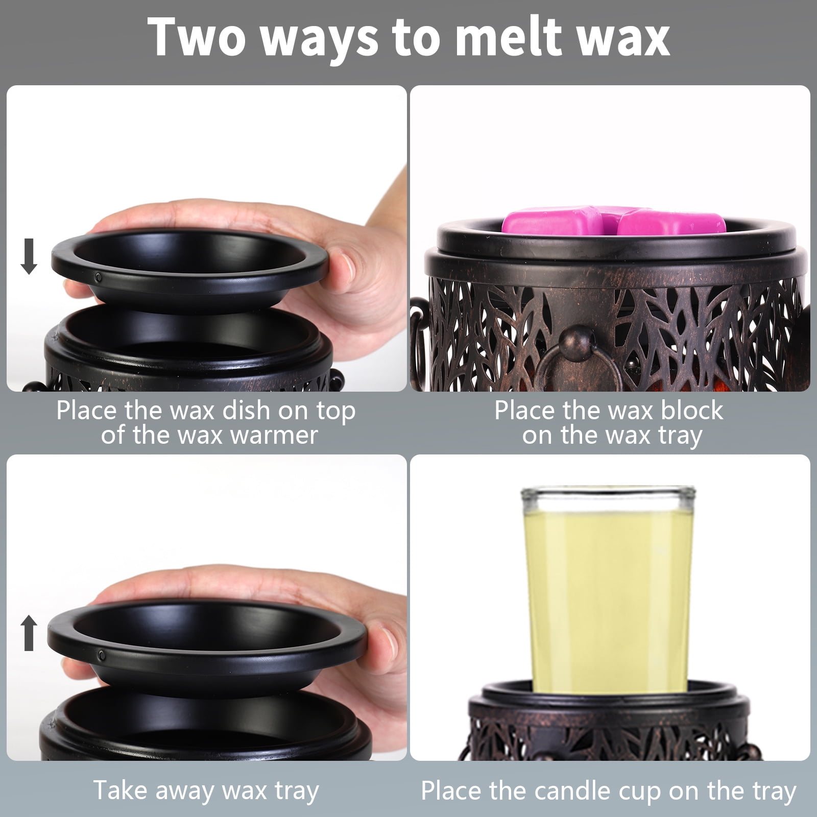 WNP Electric Wax Warmer for Scented Wax Melters,Glass Wax Melt Warmer  Black,Warmers Night Light,Fragrance Wax Melter for Gift& Decor, Home,  Office