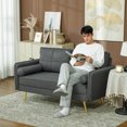 thumbnail image 2 of HOMCOM 56" Loveseat Sofa, 2 Seater Couch with Back Cushions, Dark Grey, 2 of 10