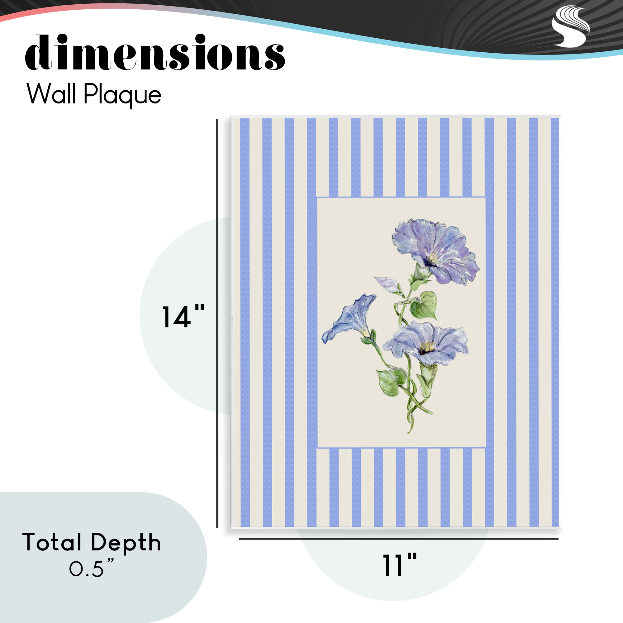 Blue Stripe Morning Glory Wall Plaque Art, design by Lisa Wehmeyer