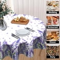 thumbnail image 4 of Lavender Spring Flowers Tablecloth Round 60 Inch Purple Florals Butterfly Table Cloths Polyester Fabric Spring/Summer Flowers Leaf Table Cover for Kitchen Dining Room Picnic Party Spring Outdoor, 4 of 6